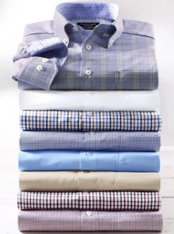 Kurzarm-Hemd - Marine-beige