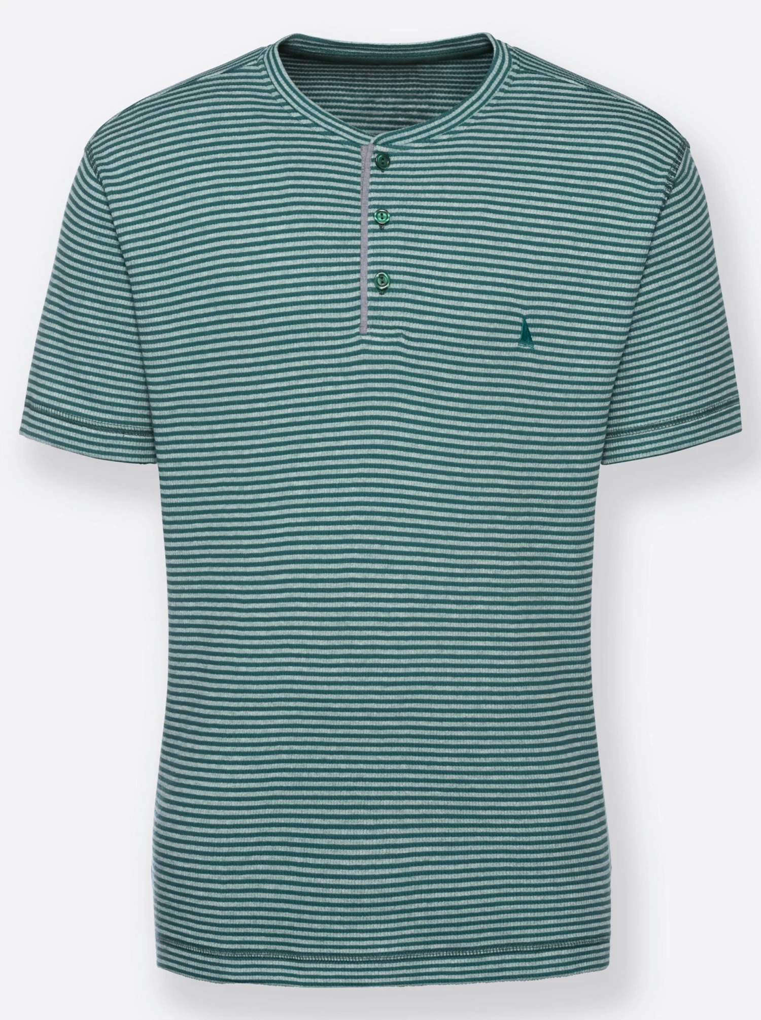 Kurzarm-Shirt - Grün-grau-gestreift – Bild 3