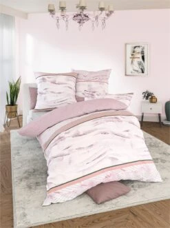 Bettwäsche - Hellrosé-ecru-gemustert