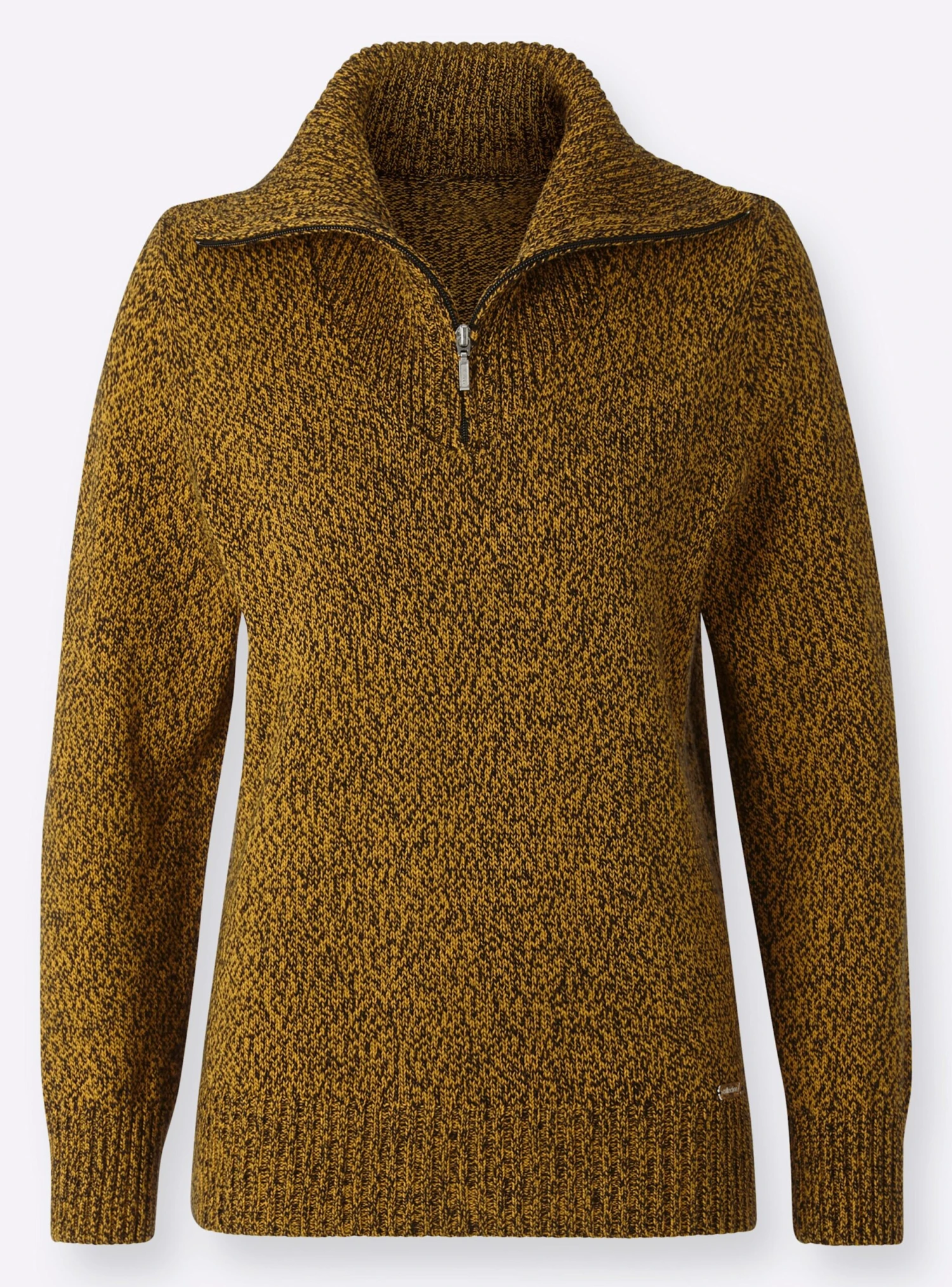 Langarm-Pullover - Ocker-schwarz-meliert – Bild 3