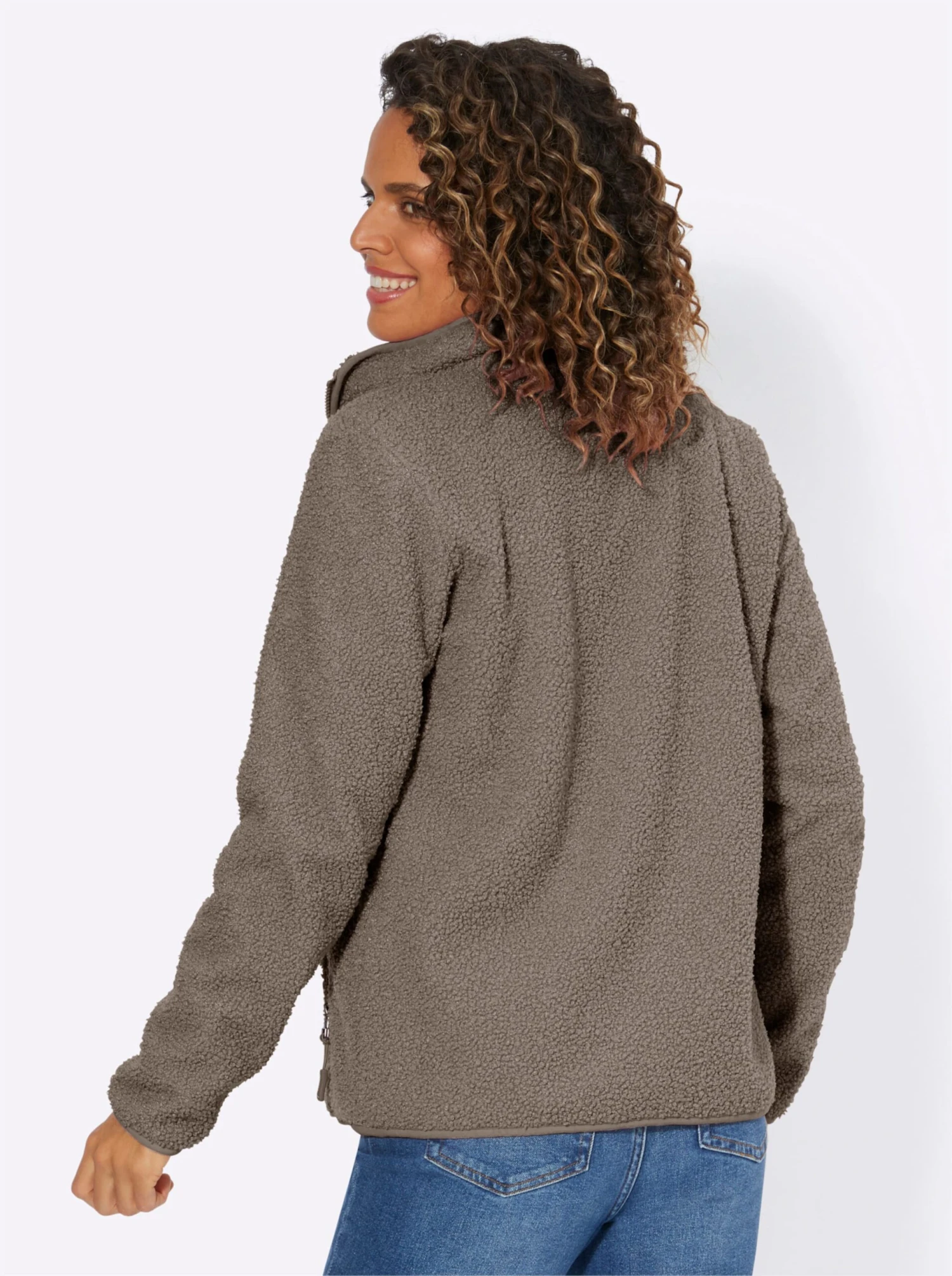 Stehkragenpullover - Taupe – Bild 2