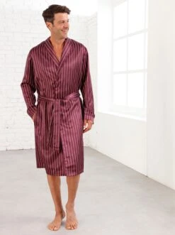 Morgenmantel - Bordeaux-gestreift
