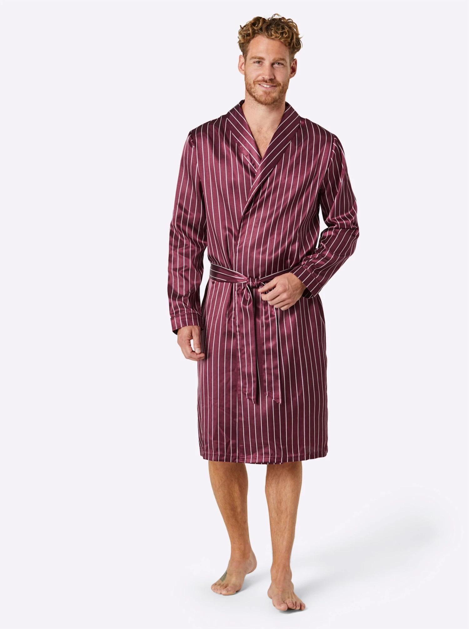 Morgenmantel - Bordeaux-gestreift – Bild 2