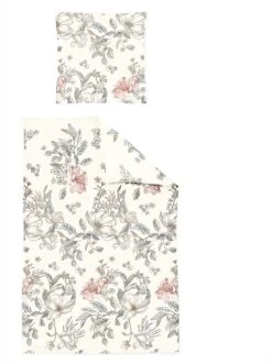 Bettwäsche - Ecru-hellgrau-bedruckt