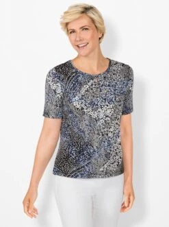 Kurzarmshirt - Himmelblau-bedruckt