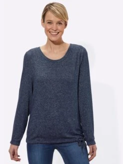 Langarmshirt - Marine-meliert