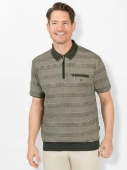 Kurzarm-Poloshirt - Oliv