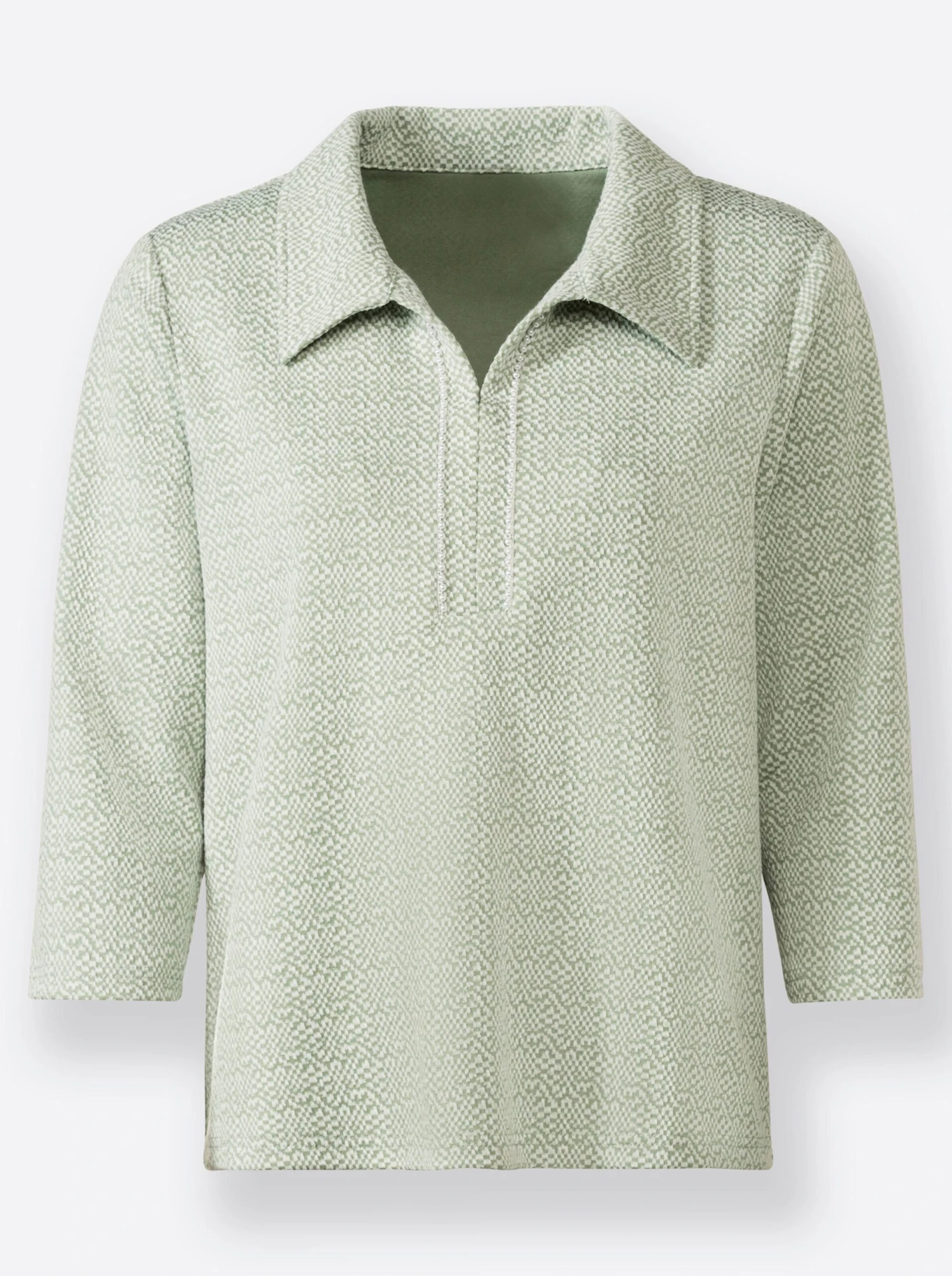 Poloshirt - Kalkmint-ecru-gemustert – Bild 4