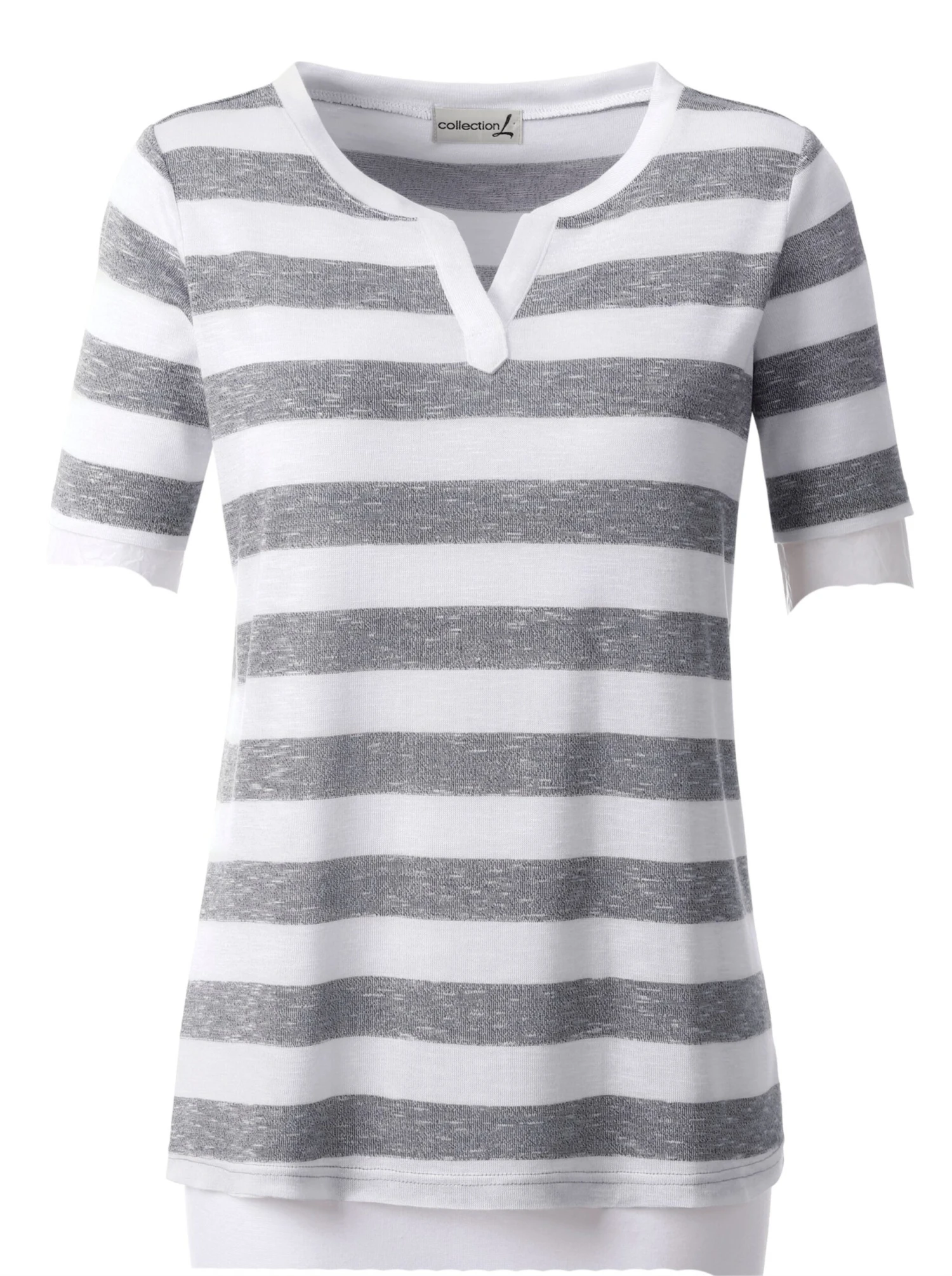 Kurzarmshirt - Grau-gestreift – Bild 2