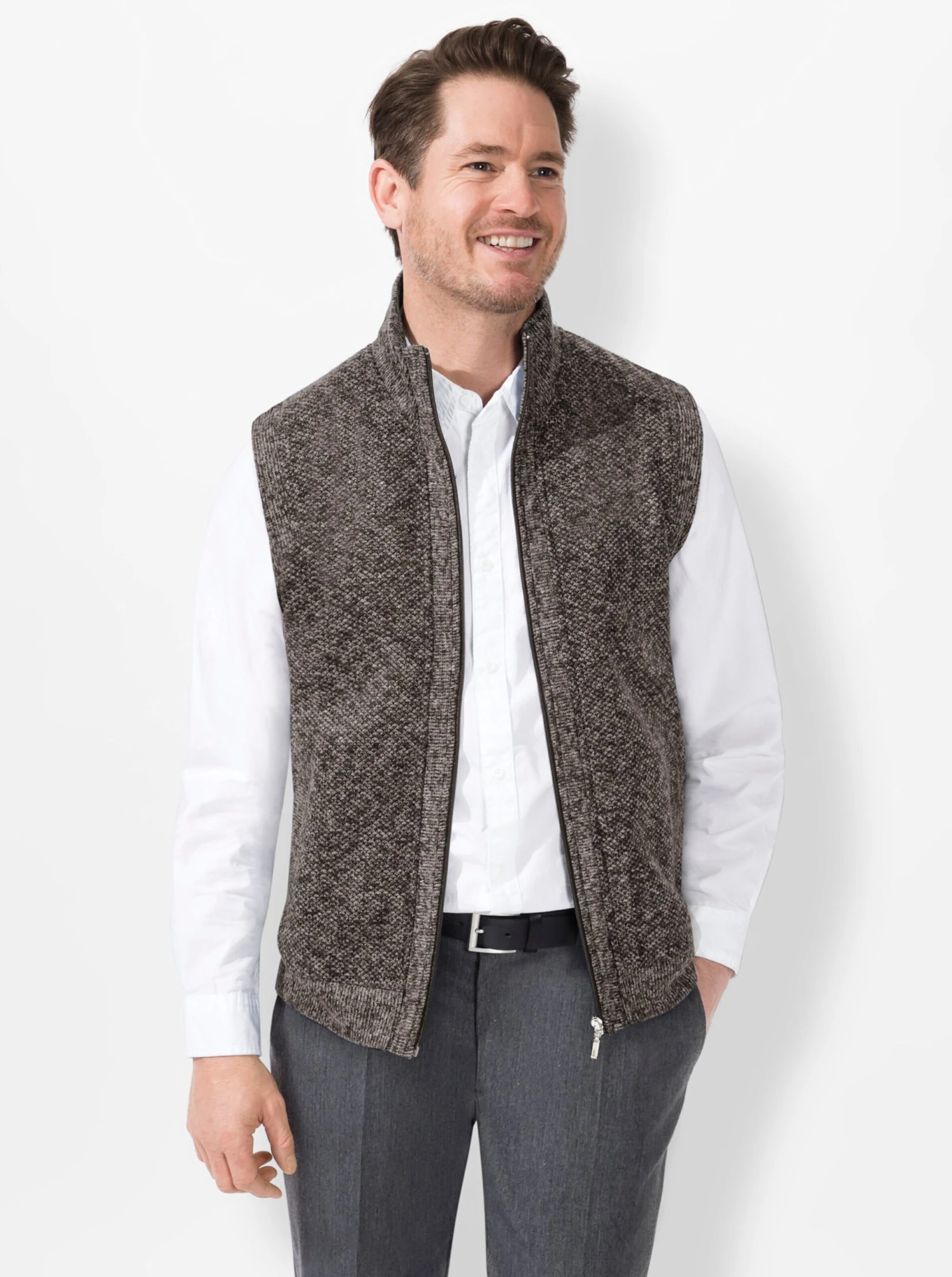 Strickweste - Braun-meliert