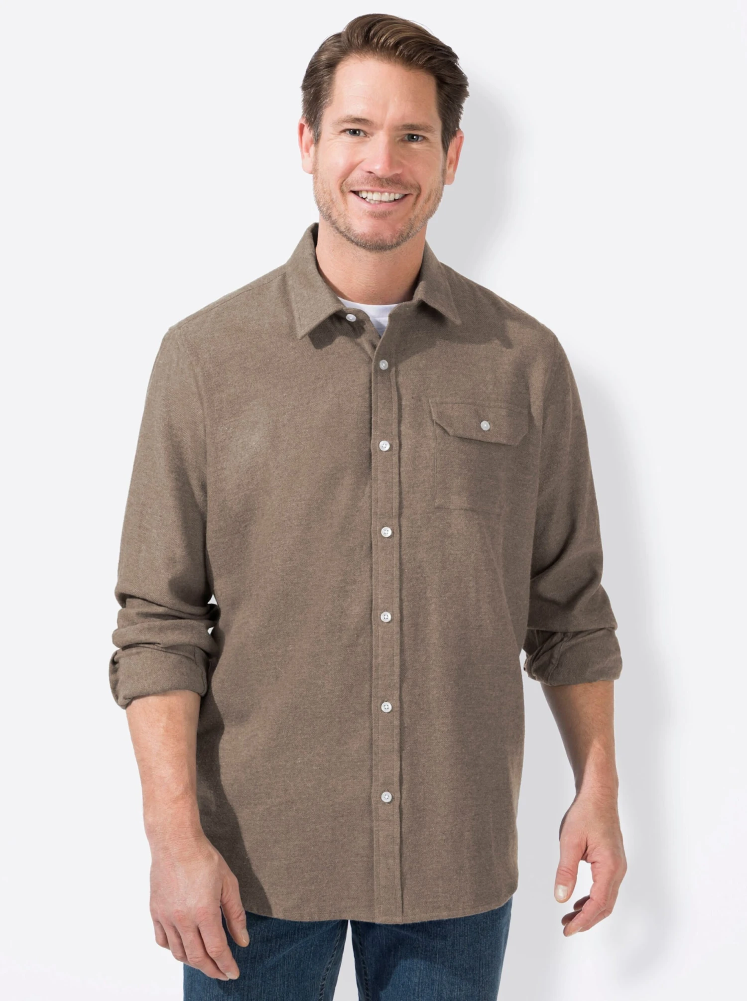 Langarm-Hemd - Taupe