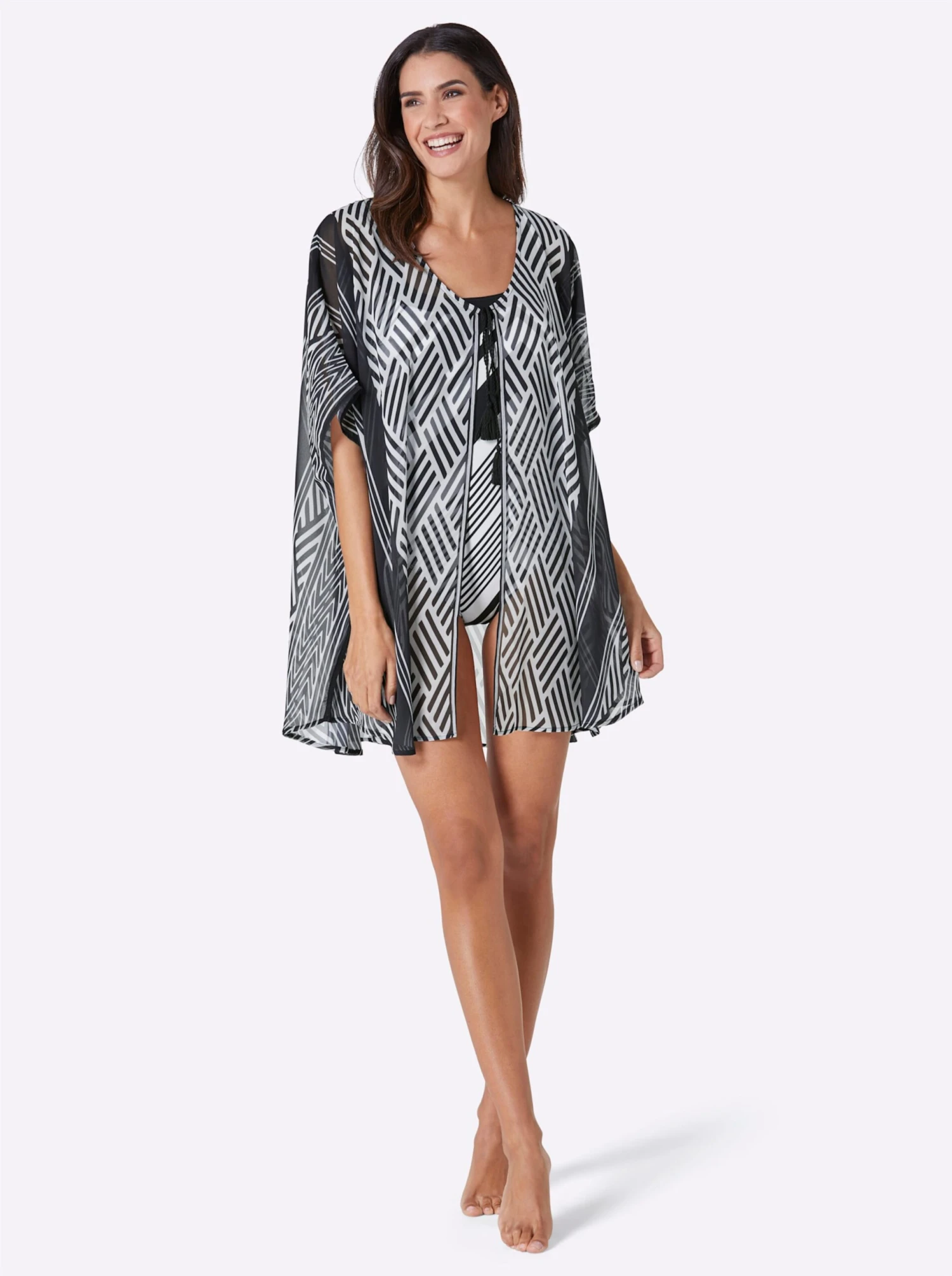 Tunika - Schwarz-weiß-bedruckt – Bild 2