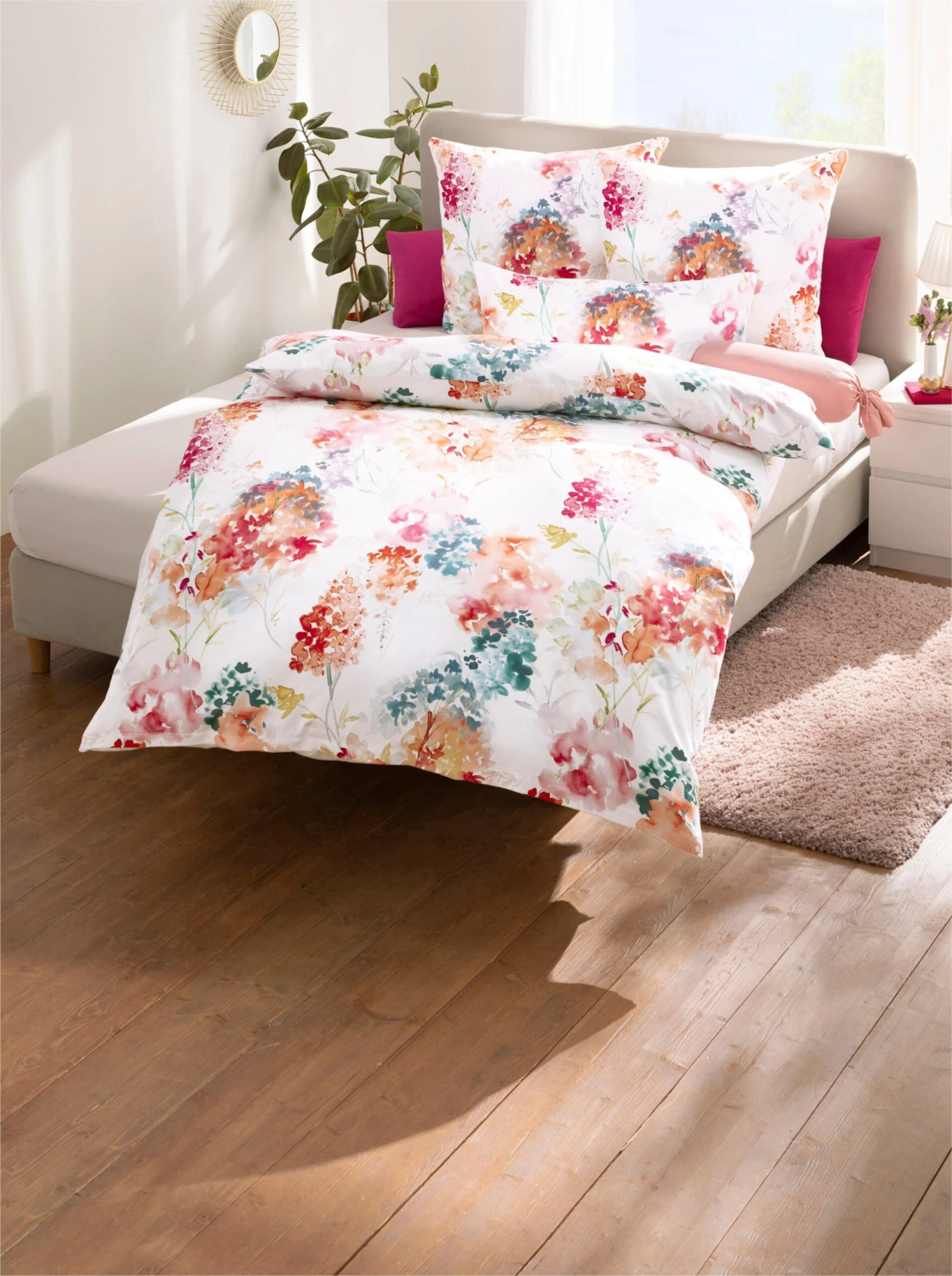 Bettwäsche - Weiß-rot-bedruckt