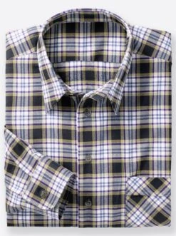 Langarm-Hemd - Lila-grün-kariert