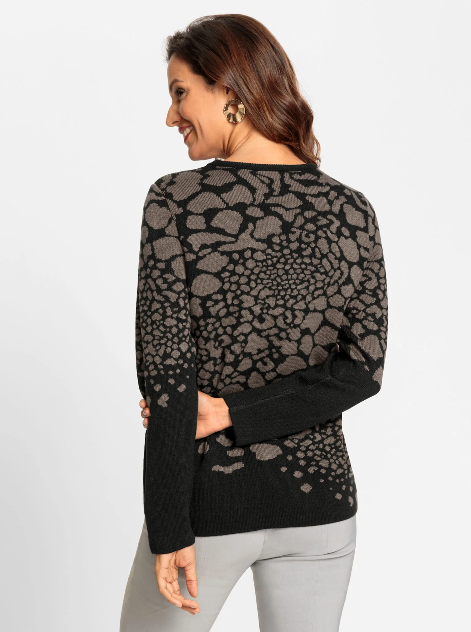 Pullover - Schwarz-taupe-gemustert – Bild 2