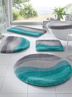 Kleine Wolke Badematte - Grau-aqua