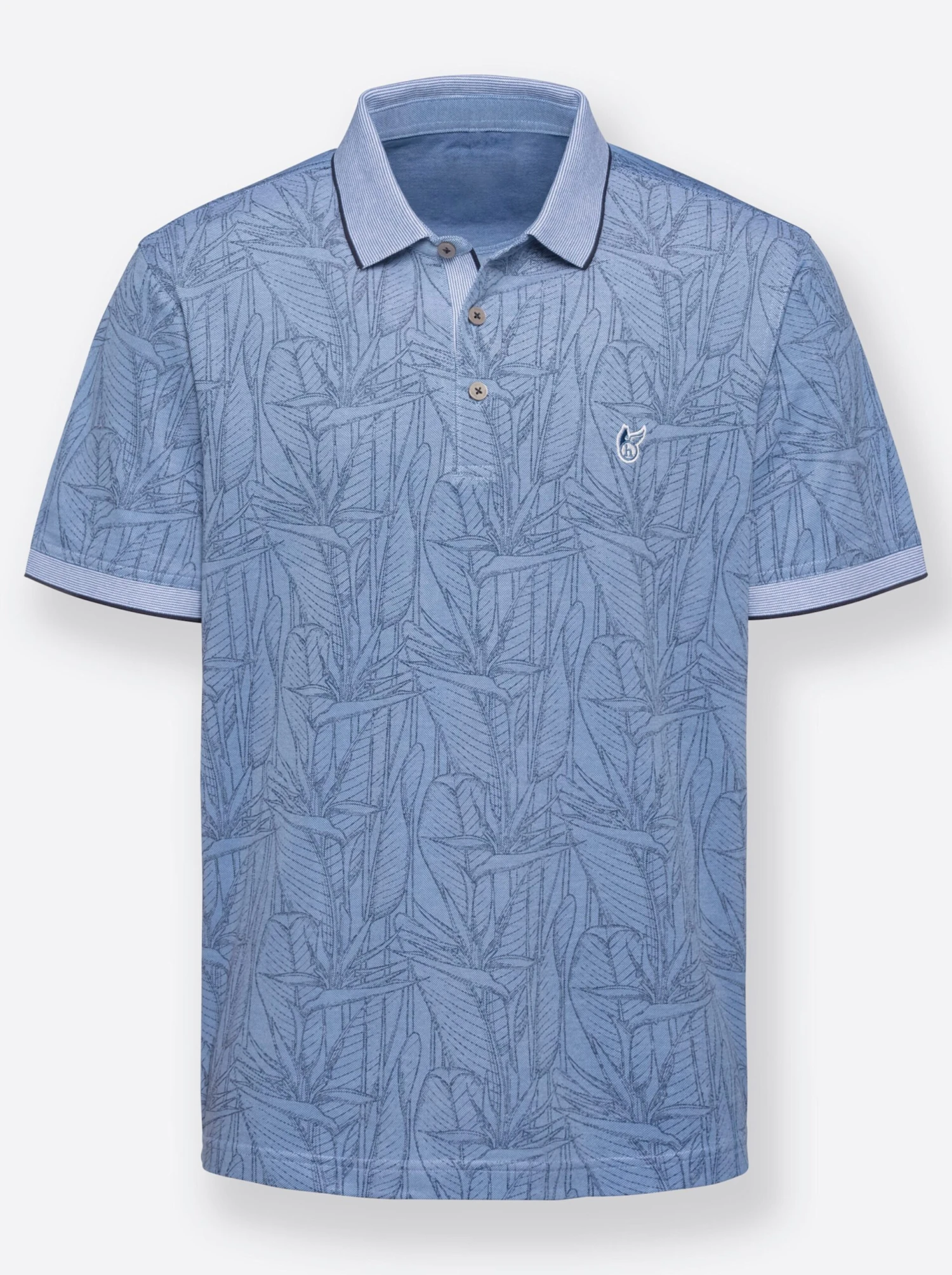 Kurzarm-Shirt - Mittelblau-gemustert – Bild 4