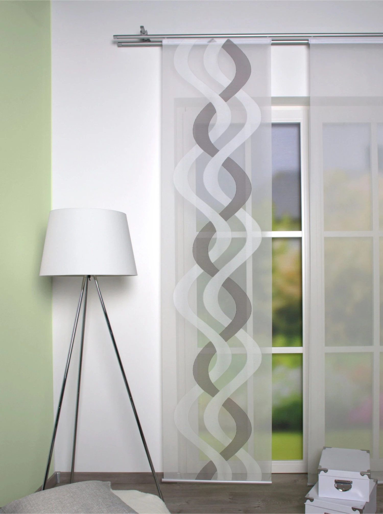 Schiebevorhang - Wollweiß-stein