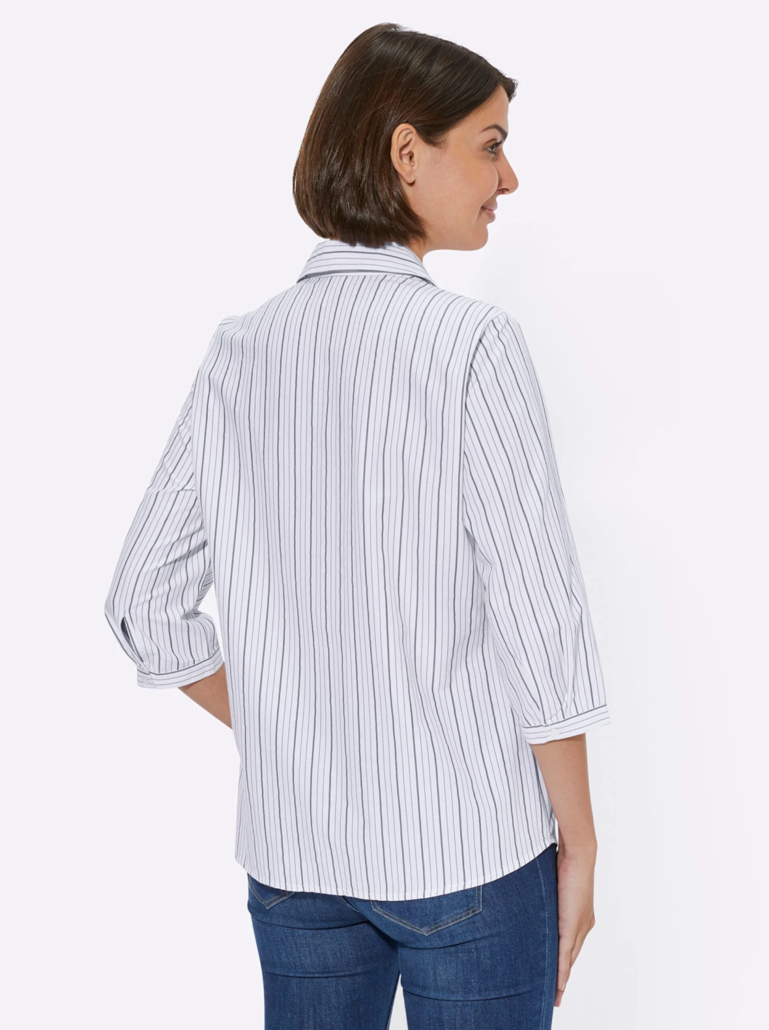 Hemdbluse - Dunkelblau-gestreift – Bild 3