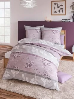 Bettwäsche - Hellgrau-orchidee-gemustert