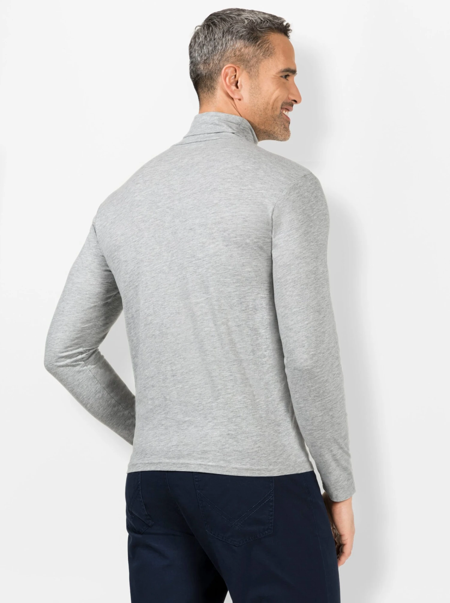 Rollkragen-Shirt - Hellgrau-meliert – Bild 2