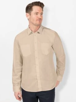 Langarm-Hemd - Sand