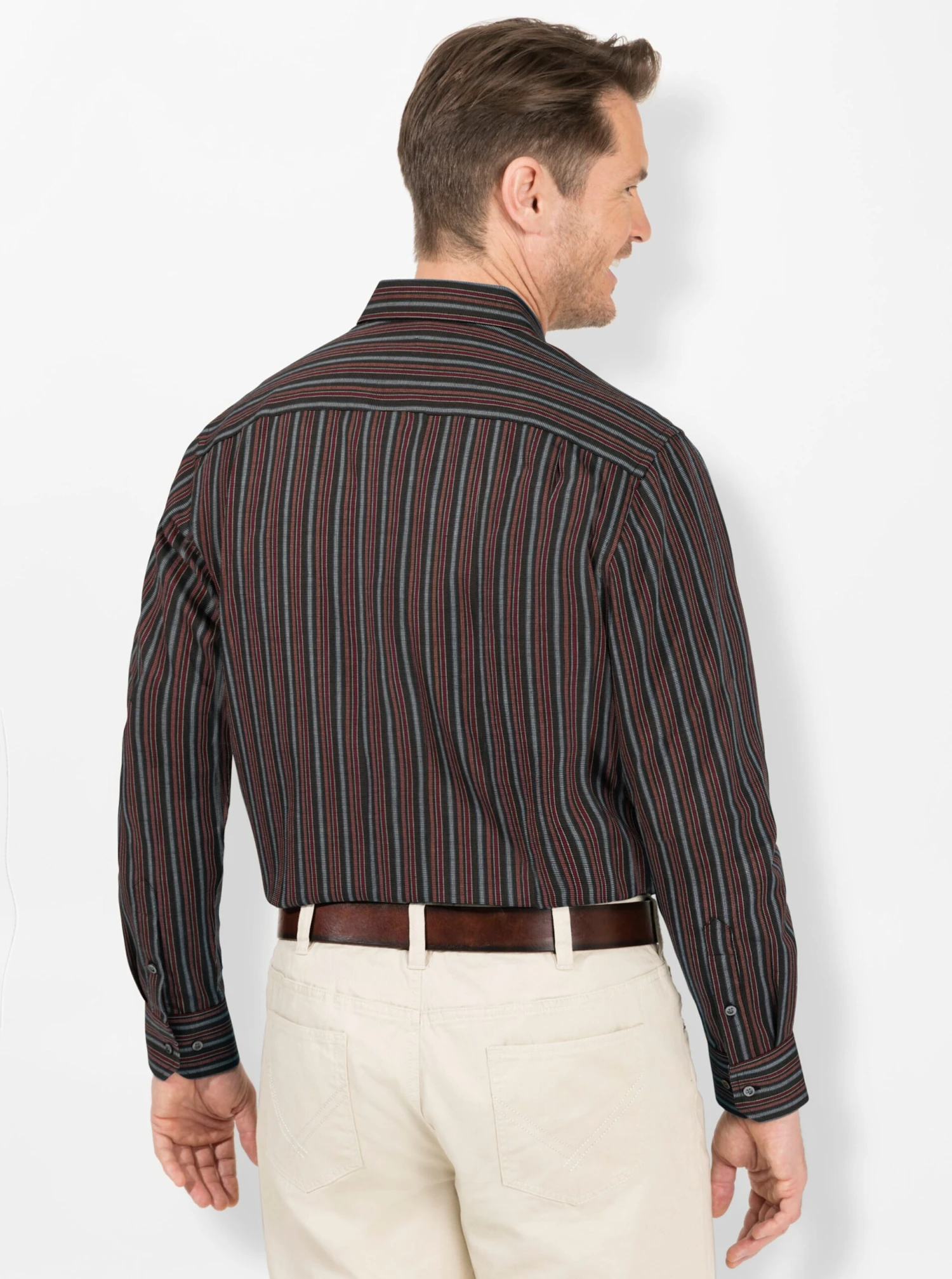 Langarm-Hemd - Dunkelrot-gestreift – Bild 2