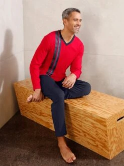 Schlafanzüge - Jeansblau + Rot