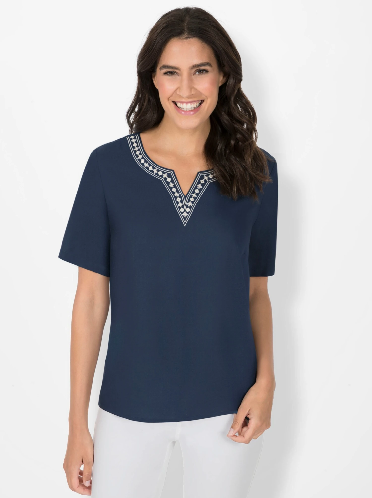 Kurzarmbluse - Dunkelblau – Bild 2