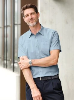 Kurzarm-Hemd - Hellblau