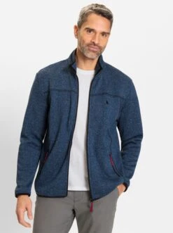 Fleece-Jacke - Blau-meliert