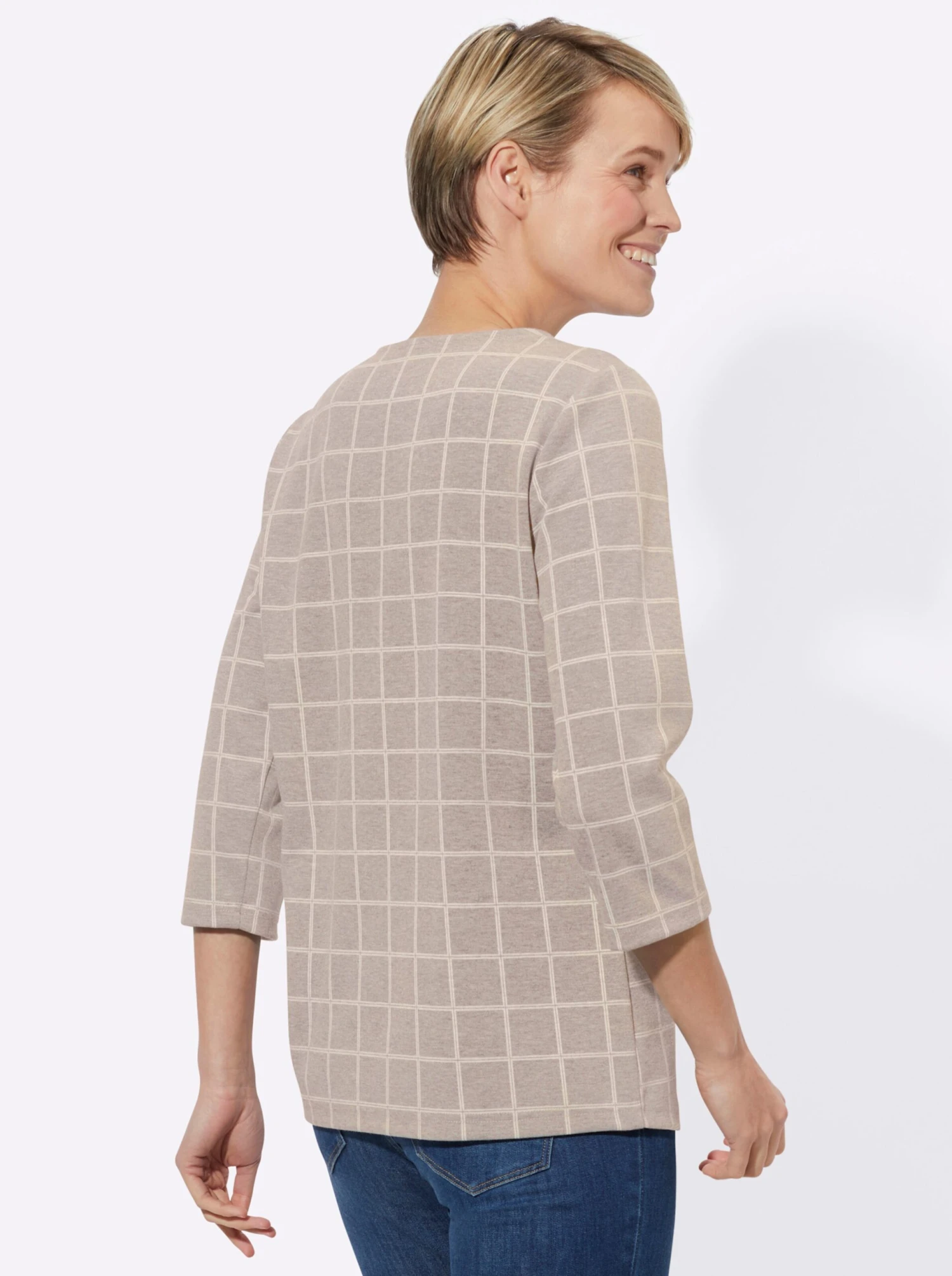 3/4-Arm-Shirt - Beige-kariert – Bild 3