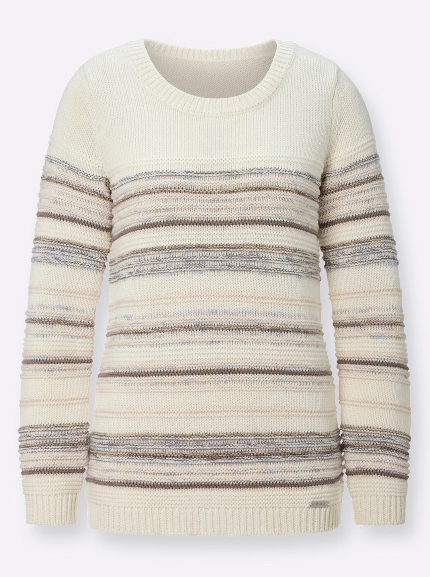 Strickpullover - Ecru-taubenblau-gestreift – Bild 4