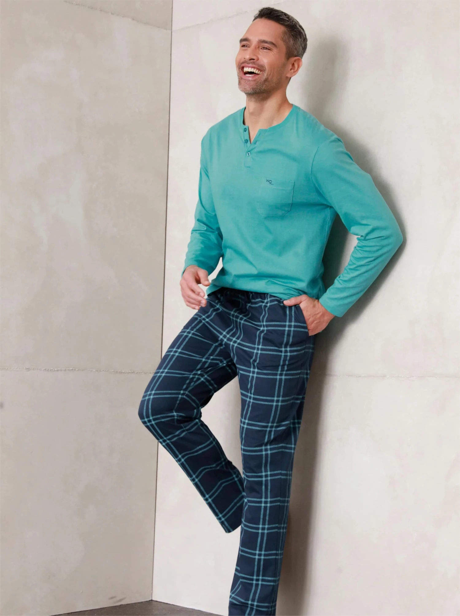 Hose Lang - Dunkelblau-kariert