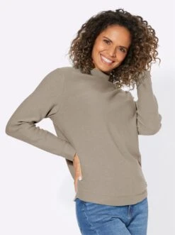 Langarm-Pullover - Sesam