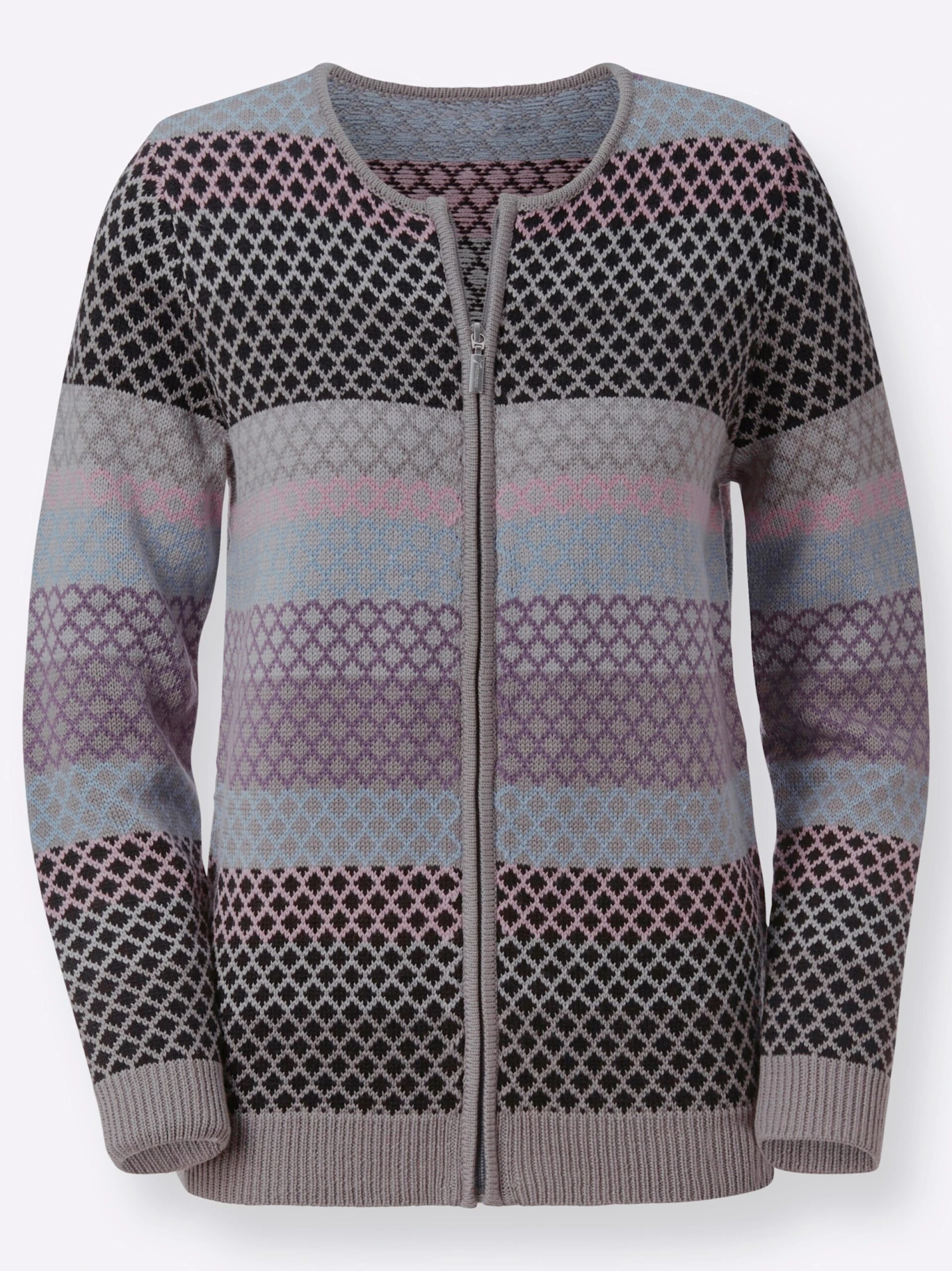 Strickjacke - Grau-gemustert – Bild 4