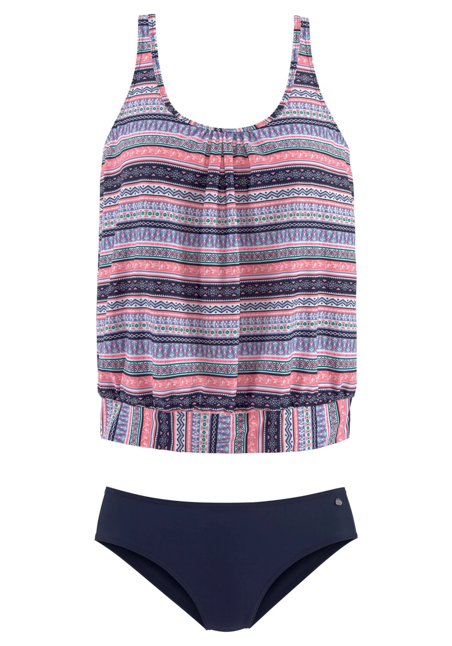 S.Oliver Oversize-Tankini - Blau-rosa-bedruckt
