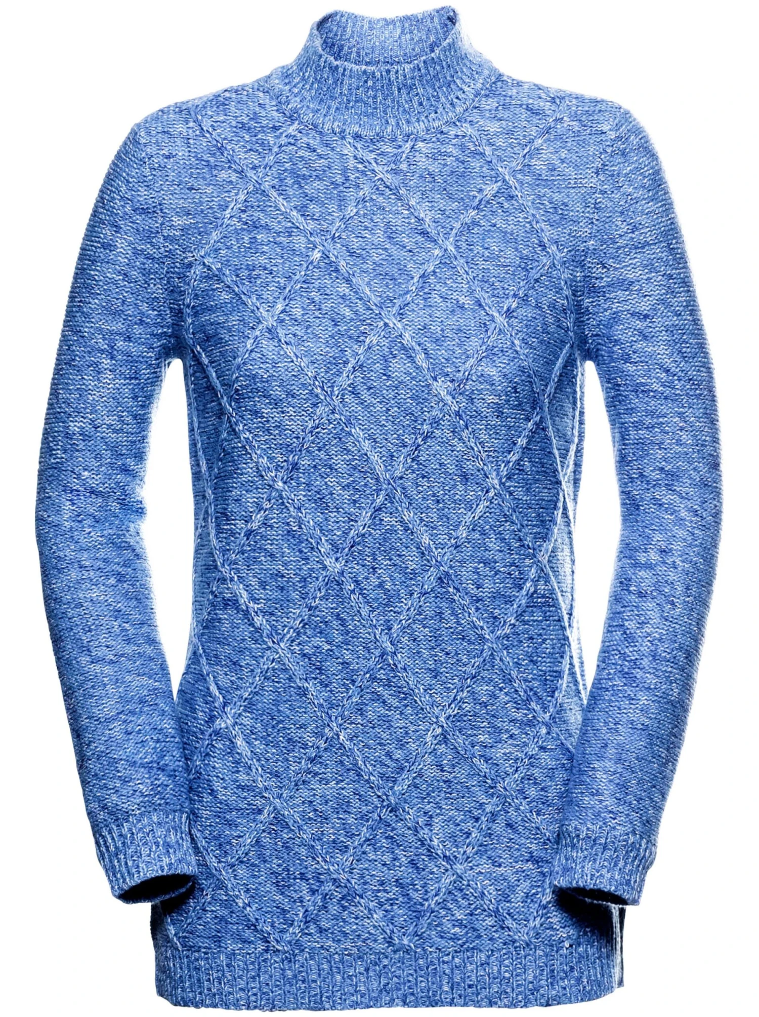 Stehkragenpullover - Blau-meliert – Bild 2
