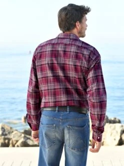 Langarm-Hemd - Bordeaux-kariert