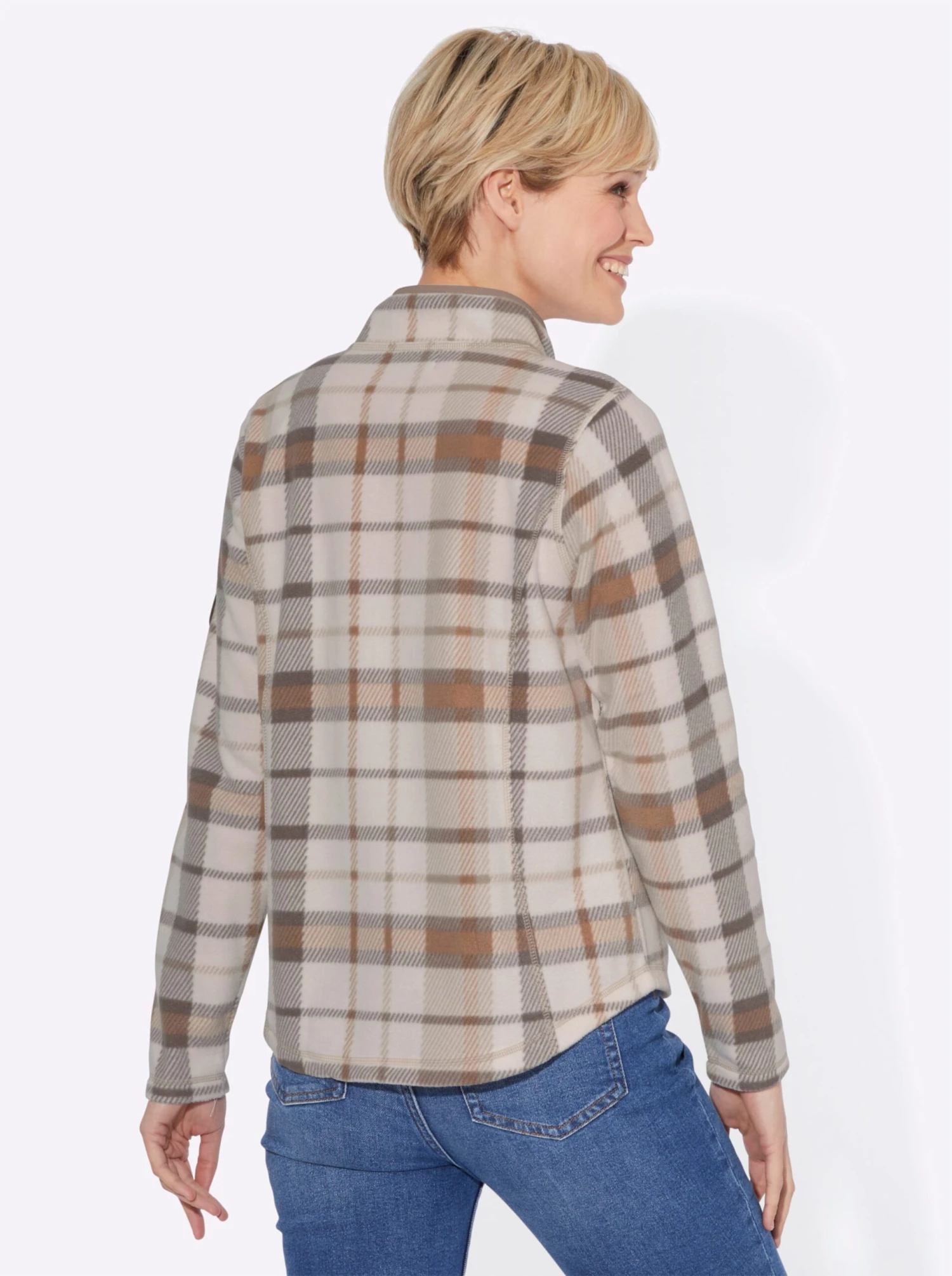 Fleeceshirt - Sesam-ecru-kariert – Bild 2