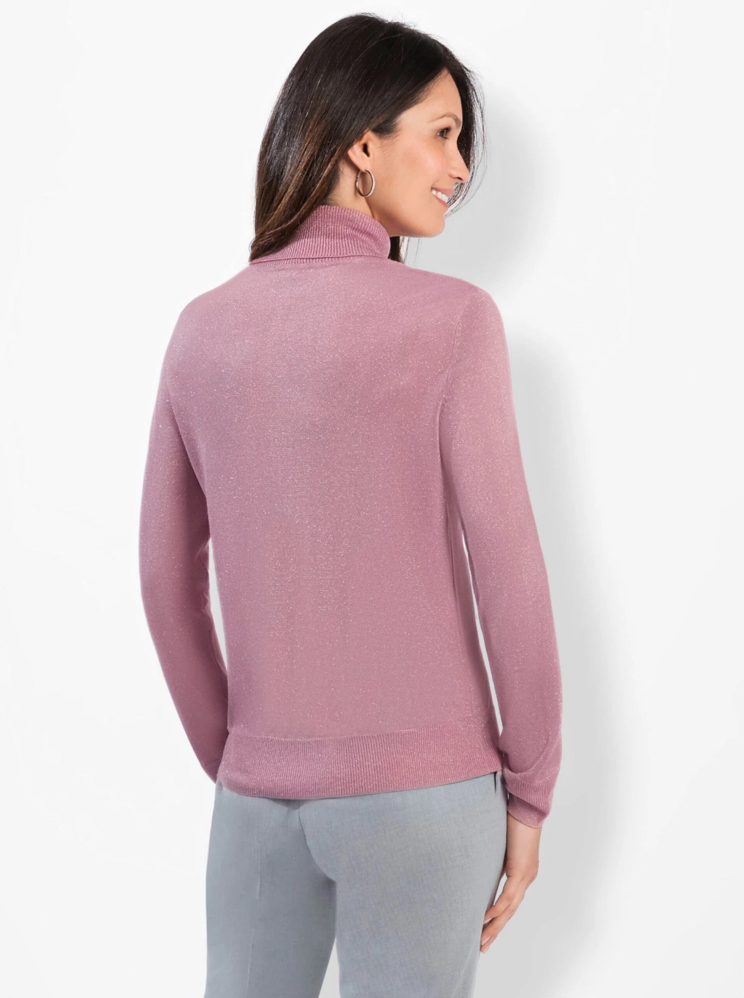 Rollkragenpullover - Altrosa-meliert – Bild 3