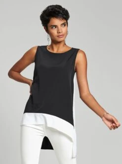 Longbluse - Schwarz-weiß