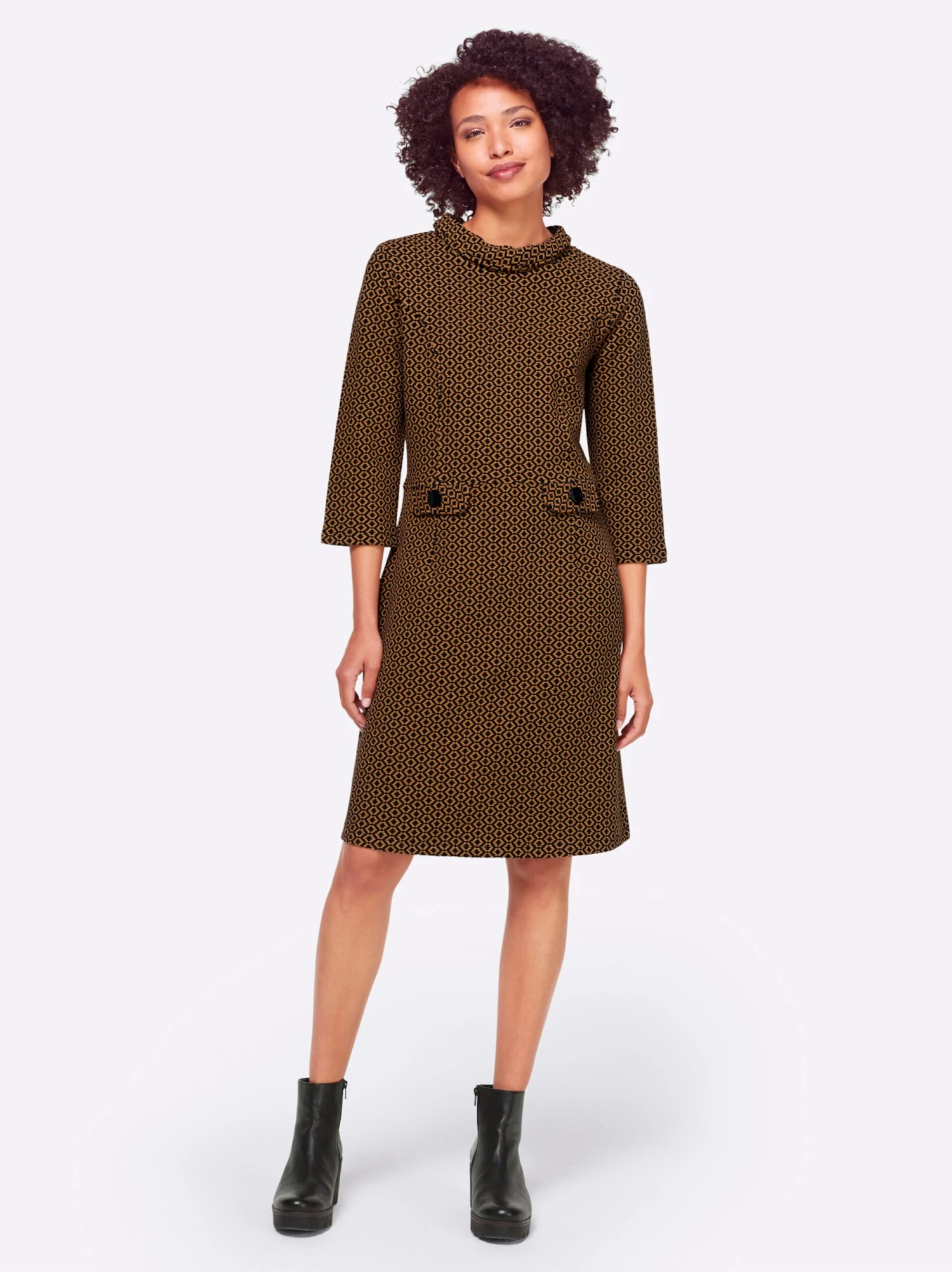 Heine Jersey-Kleid - Ocker-schwarz-meliert – Bild 2