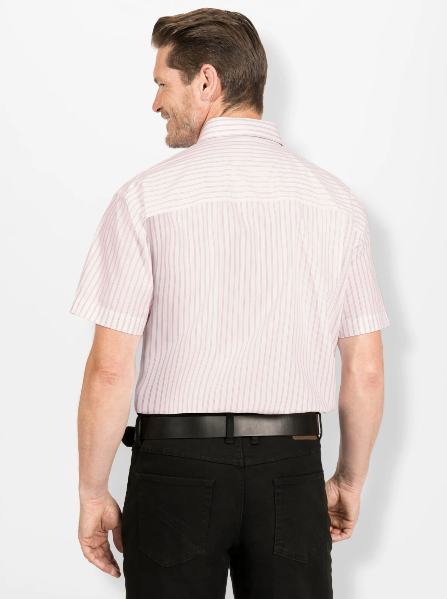 Kurzarm-Hemd - Weiß-rosé-gestreift – Bild 2